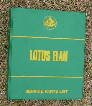 Lotus Elan Service Parts List